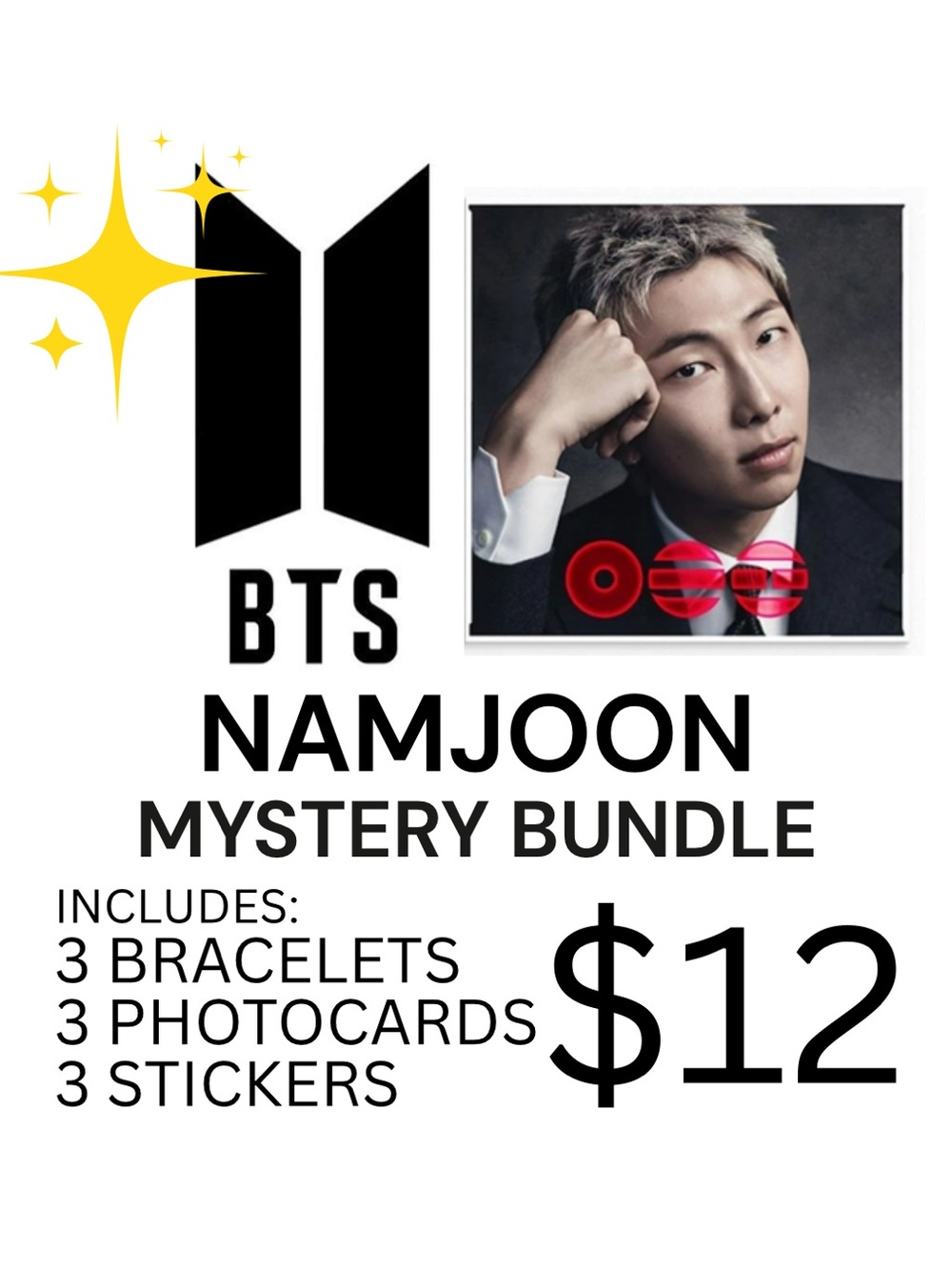 BTS RM NAMJOON BRACELET PHOTOCARD STICKER BUNDLE